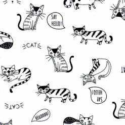 Say Hello Cat Super Snuggle Flannel Fabric