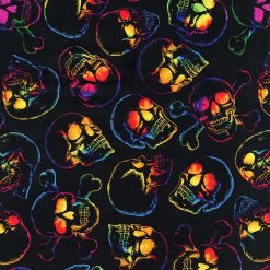 Black Tie Dye Skulls Novelty Cotton Fabric