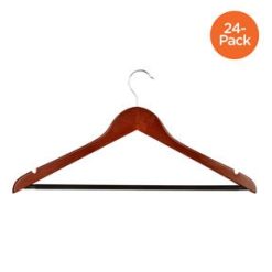Honey Can Do 18 x 9 Cherry Wood No Slip Suit Hangers 24pk