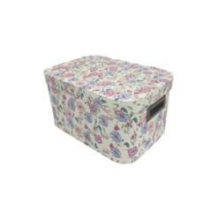 14 Floral on White Oval Box With Cut Out Handles by Place   Time