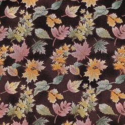 Brown Watercolor Mini Leaves Harvest Cotton Fabric