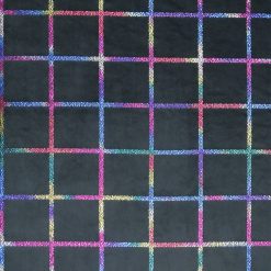 Rainbow Pride Grid on Black Pure Plush Fleece Fabric
