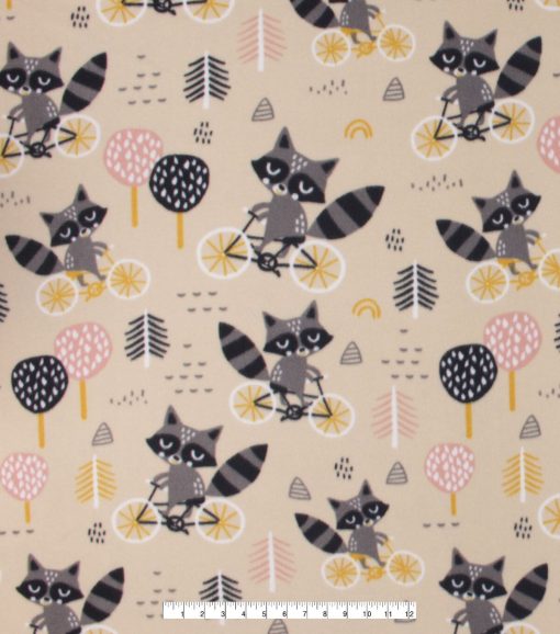 Racoons on Bikes Blizzard Fleece Fabric - Image 4
