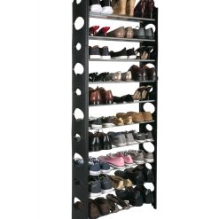 Simplify 61 Black 30 Pair Stackable Shoe Rack
