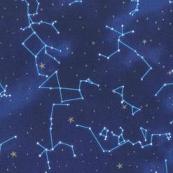 Novelty Metallic Cotton Fabric Star Constellations