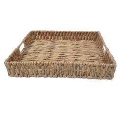 20 x 16 Natural Water Hyacinth Woven Tray by Place   Time