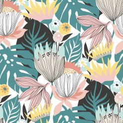 RoomMates 20.5 x 16.5  Retro Tropical Leaves Peel   Stick Wallpaper