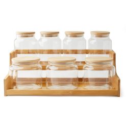 7ct Glass Jars   Wood Organization Shelf by Park Lane