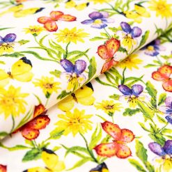 Singer Yellow   Red Butterflies Quilt Cotton Fabric