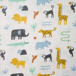White Animals Nursery Super Snuggle Flannel Fabric