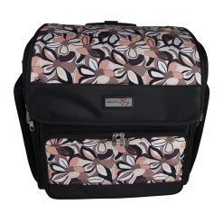 Everything Mary 18 Brown Floral Collapsible Rolling Craft Bag