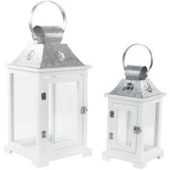 Northlight 2ct White Wood Candle Lanterns