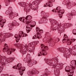 Pink Butterflies on Tie Dye Anti Pill Fleece Fabric