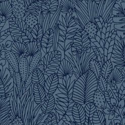 RoomMates Blue Tropical Leaves Sketch Peel   Stick Wallpaper