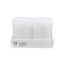 3 x 4 White Unscented Pillar Candles 2pk by Place   Time