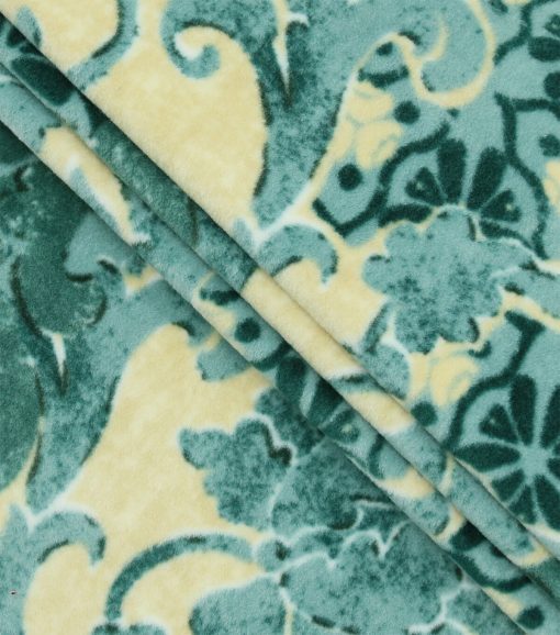 Green Inspired Damask Heather Luxe Fleece Fabric - Image 2