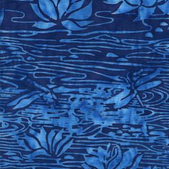 Blue Water Lilies Batik Cotton Fabric