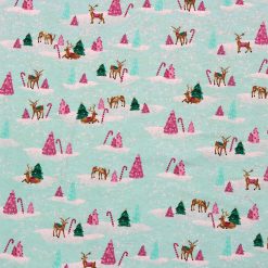Forest Animals on Blue Super Snuggle Christmas Flannel Fabric