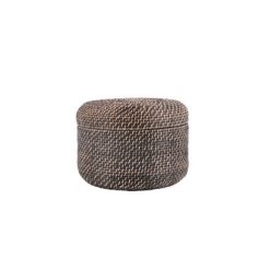 14 Brown Rattan Basket With Lid by Place   Time