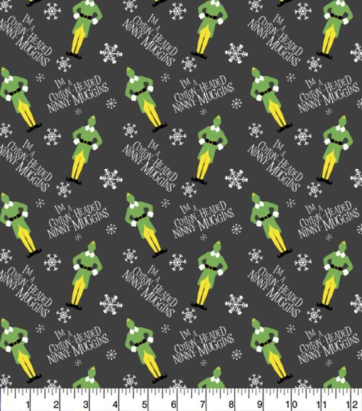 Elves   Snowflakes Christmas Cotton Fabric