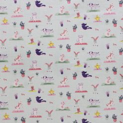 Pets Doing Yoga Teal Keepsake Cotton Fabric