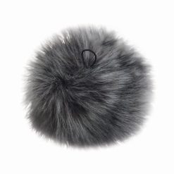 5  Gray Wolf Faux Fur Pom   Loop by K+C
