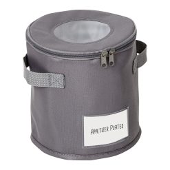 Honey Can Do 8 Gray Round Dinnerware Storage Box