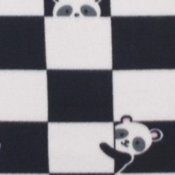Black   White Checkerboard With Pandas Blizzard Fleece Fabric
