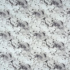 Moons   Smoke on White Cotton Fabric