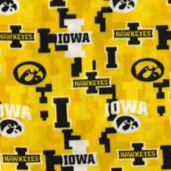 Iowa Hawkeyes on Yellow Fleece Fabric