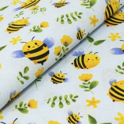 Singer Smiley Bees on Light Blue Quilt Cotton Fabric