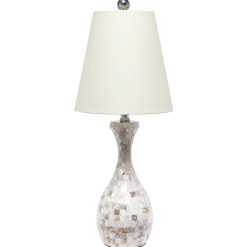 All The Rages Malibu Curved Seashell Table Lamp with Chrome Accents