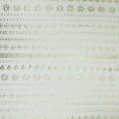 Gold Foil Fair Isle on White Pure Plush Fleece Fabric