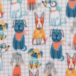 Blizzard Fleece Fabric Cool Dogs on Grid