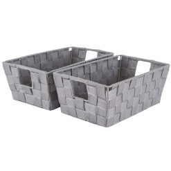 Simplify 6.5 x 11 Small Woven Storage Shelf Basket 2pk