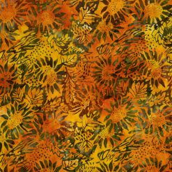 Orange   Yellow Sunflower Garden Batik Cotton Fabric