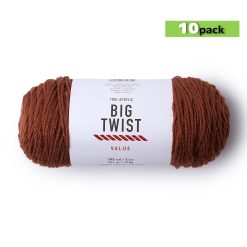 10pk Solid Toffee Medium Weight Acrylic 380yd Value Yarn by Big Twist
