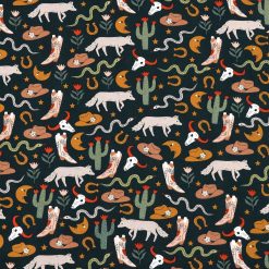 Western Icons On Black Super Snuggle Flannel Fabric
