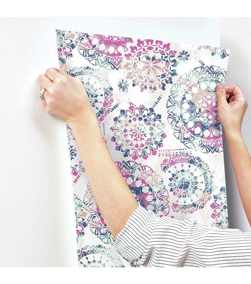 RoomMates Wallpaper Pink   Blue Bohemian - Image 8