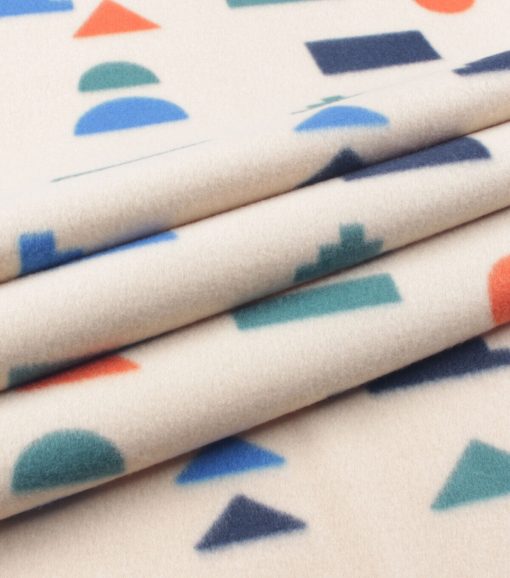 Cream Geo Blizzard Prints Fleece Fabric - Image 3