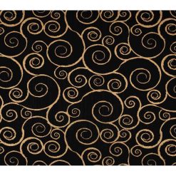 Swirls on Black Quilt Metallic Cotton Fabric by Keepsake Calico