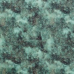 Green Space Quilt Metallic Cotton Fabric by Keepsake Calico