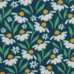 Green White Floral Blizzard Prints Fleece Fabric