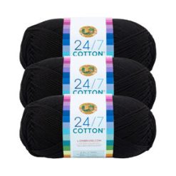 Lion Brand Yarn 24/7 Cotton 186yds Worsted Yarn 3 Bundle