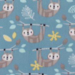 Blizzard Fleece Fabric Sloth on Aqua