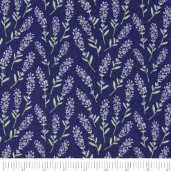 Singer Purple Lilac on Blue Quilt Cotton Fabric