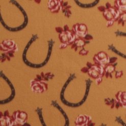 Horseshoes   Roses on Brown Blizzard Fleece Fabric