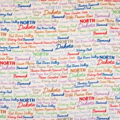 North Dakota Cotton Fabric Tossed Words