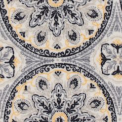 Gray   Yellow Medallions Anti Pill Fleece Fabric