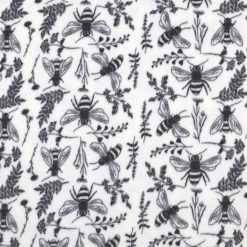 Bees on White Anti Pill Fleece Fabric